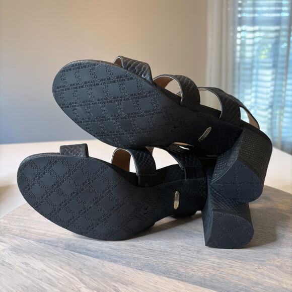 Vionic Blaire Block Heel Sandals Black Snake Embossed Leather Women’s Size 9.5 - Picture 9 of 12